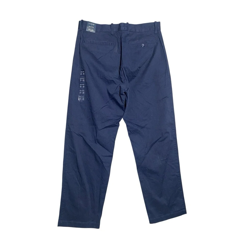 J Crew Navy Blue Relaxed‎ Fit Chino Pants FLEX Flat Front Men's Size 32x30 BR813